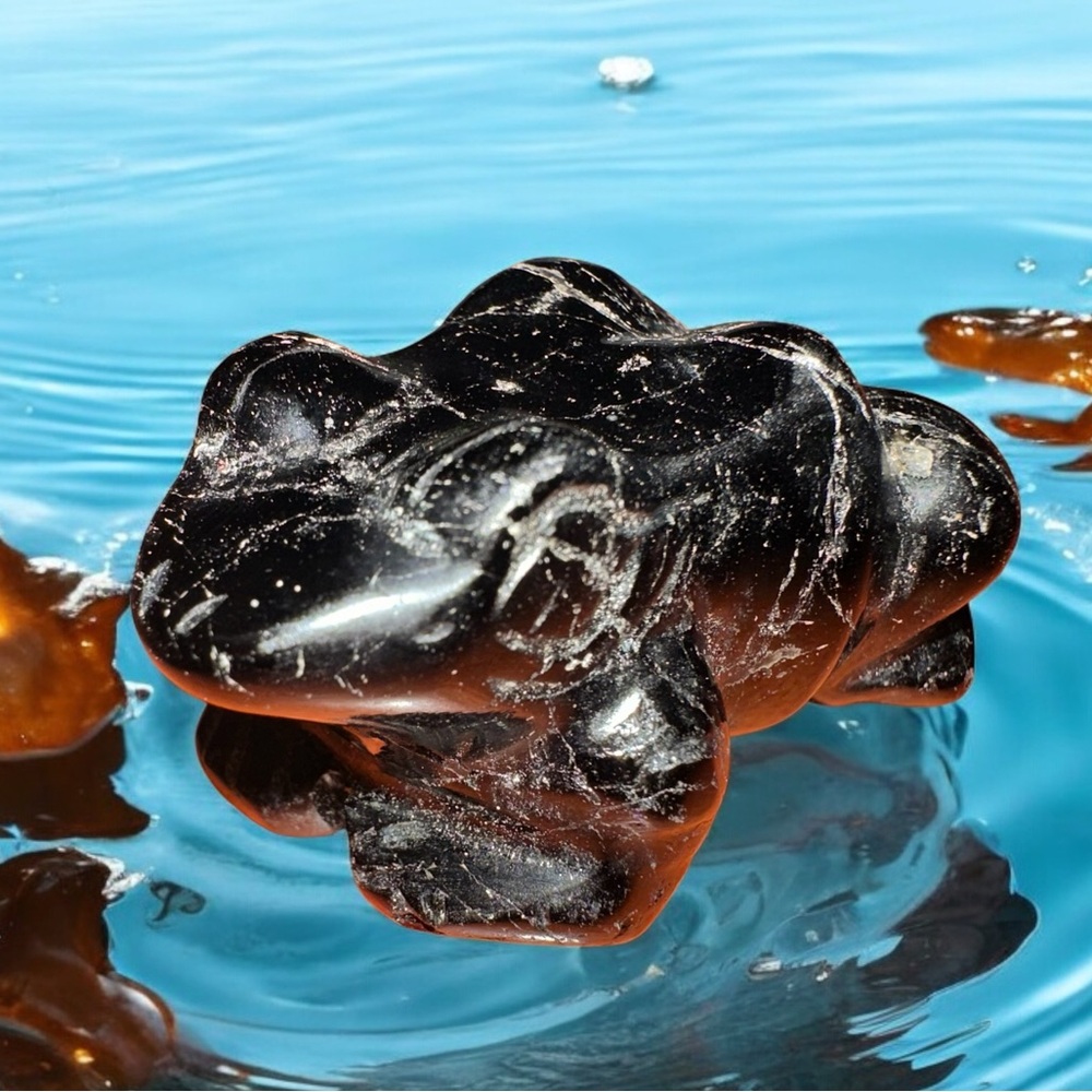 Black Tourmaline Crystal Frog
